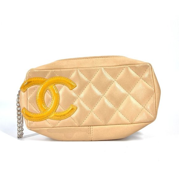 CHANEL Cambon Line CC Coco Mark Logo Makeup Pouch Pencil Case Leather Women's... - Picture 1 of 13